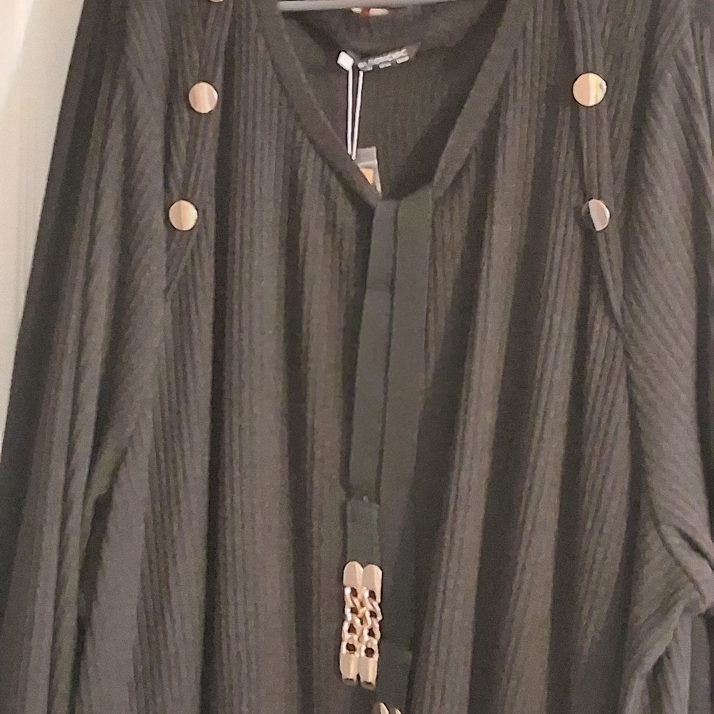 BloomChic Black Long Sleeve Dress with Gold Accents